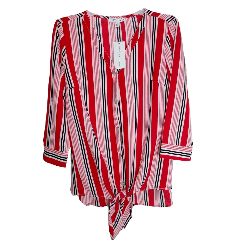 New notation striped red Lyneteline shirt